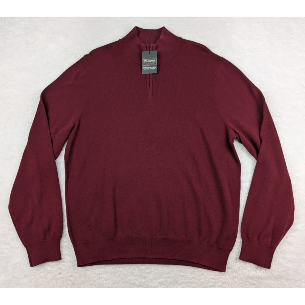 Jos A Bank Traveler 1/4 Zip Sweater Men's XL Maroon Pullover Pima Cotton New!